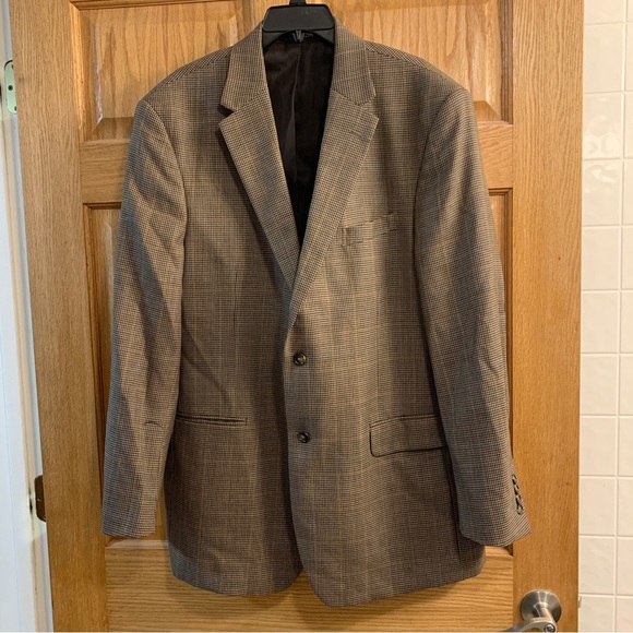 Jos. A. Bank Travelers Collection Tailored Fit Wool Brown Blazer Sport Coat 46L - Picture 1 of 10